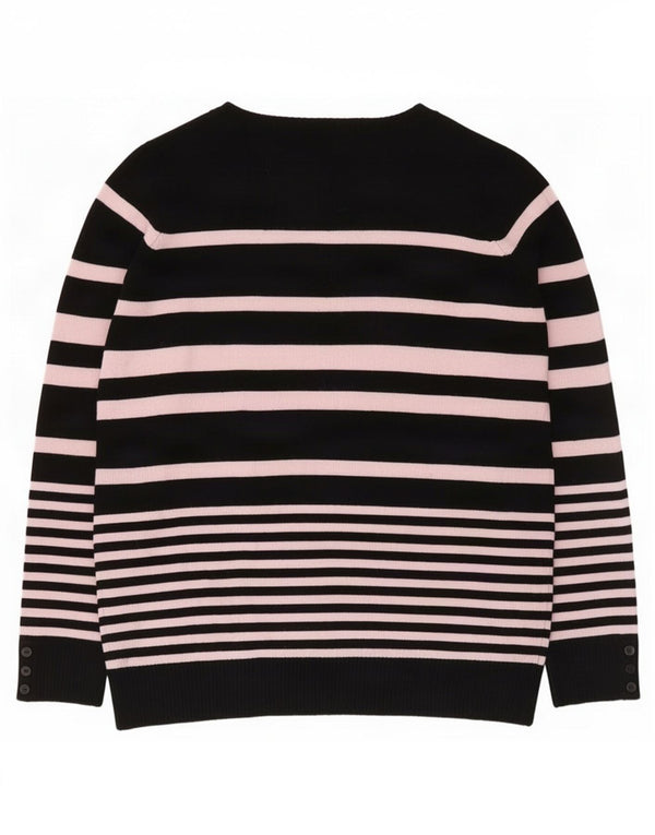 Marks & Spencer Womens V-Neck Jumper Sweater UK 16 Large Black Striped
