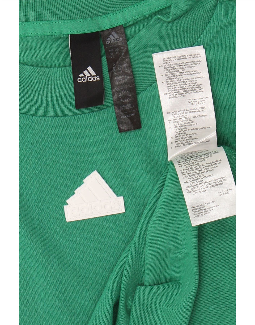 ADIDAS Womens Oversized Crop T-Shirt Top UK 4/6 XS Green Cotton