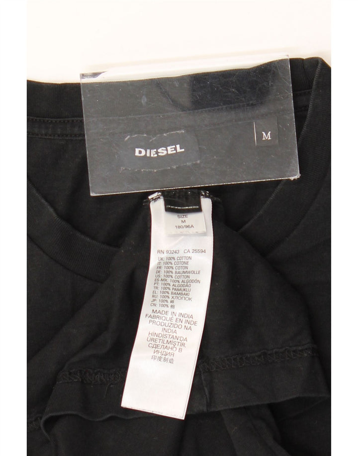 Diesel Mens Graphic T-Shirt Top Medium Black Cotton