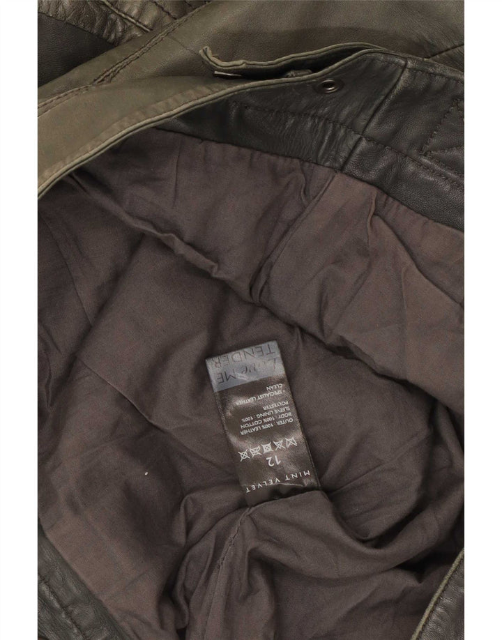 MINT VELVET Womens Leather Jacket UK 12 Medium Green