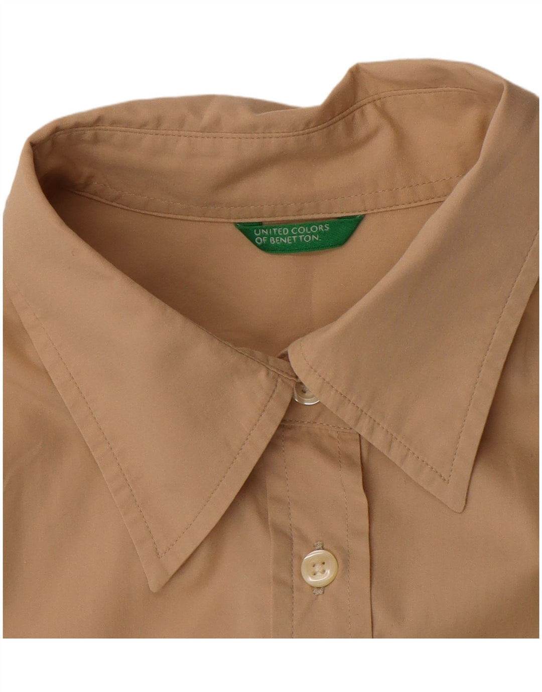 Benetton Womens Short Sleeve Shirt UK 14 Large Beige