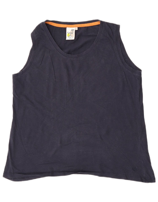 Weird Fish Womens Vest Top UK 16 Large Navy Blue Cotton