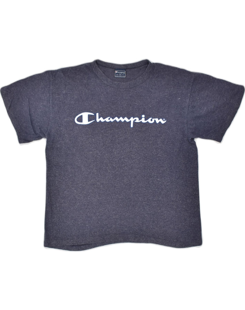 CHAMPION Mens Graphic T-Shirt Top Medium Blue Cotton | Vintage | Thrift | Second-Hand | Used Clothing | Messina Hembry 