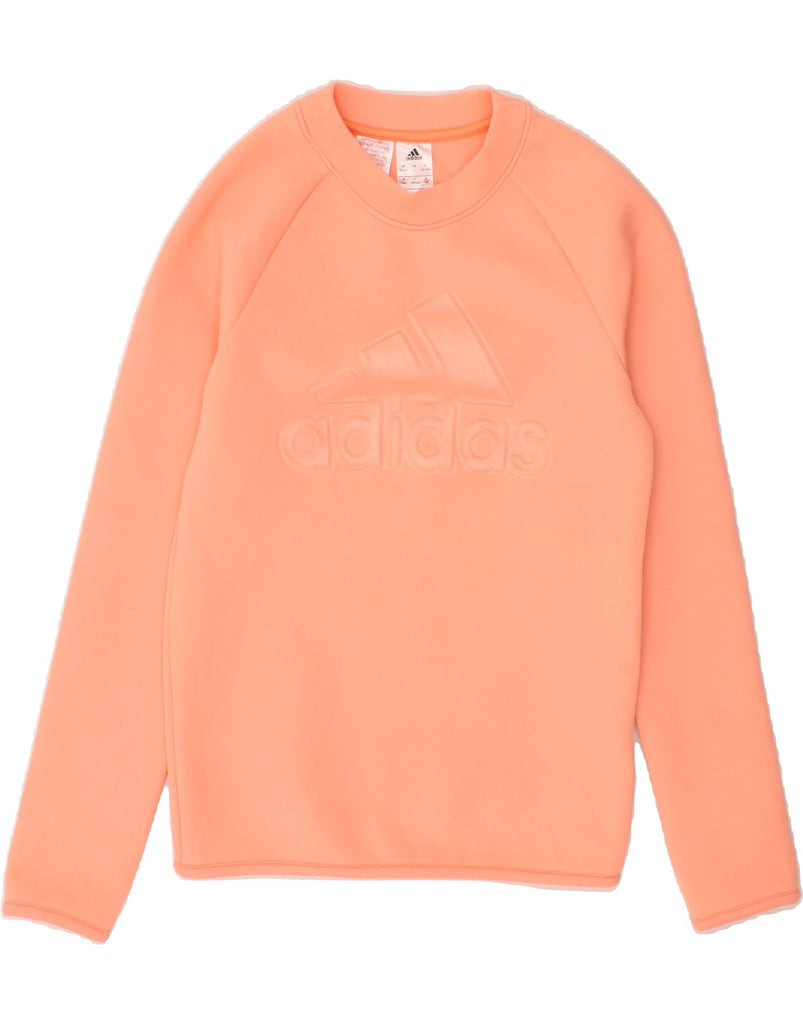 ADIDAS Girls Graphic Sweatshirt Jumper 13-14 Years Pink Polyester Vintage Adidas and Second-Hand Adidas from Messina Hembry 