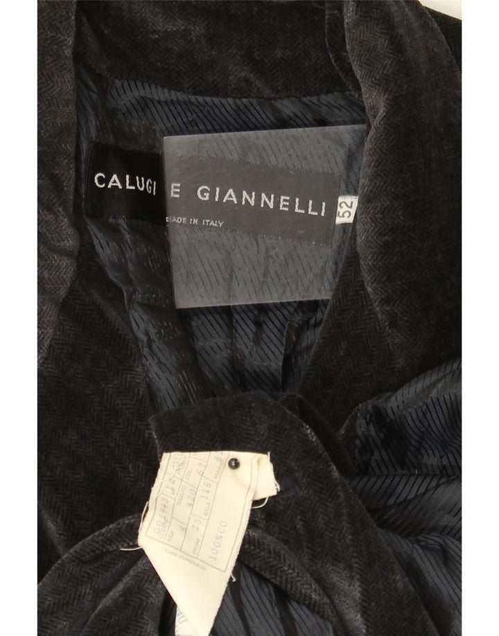 CALUGI E GIANNELLI Mens Velvet Blazer Jacket IT 52 XL Navy Blue