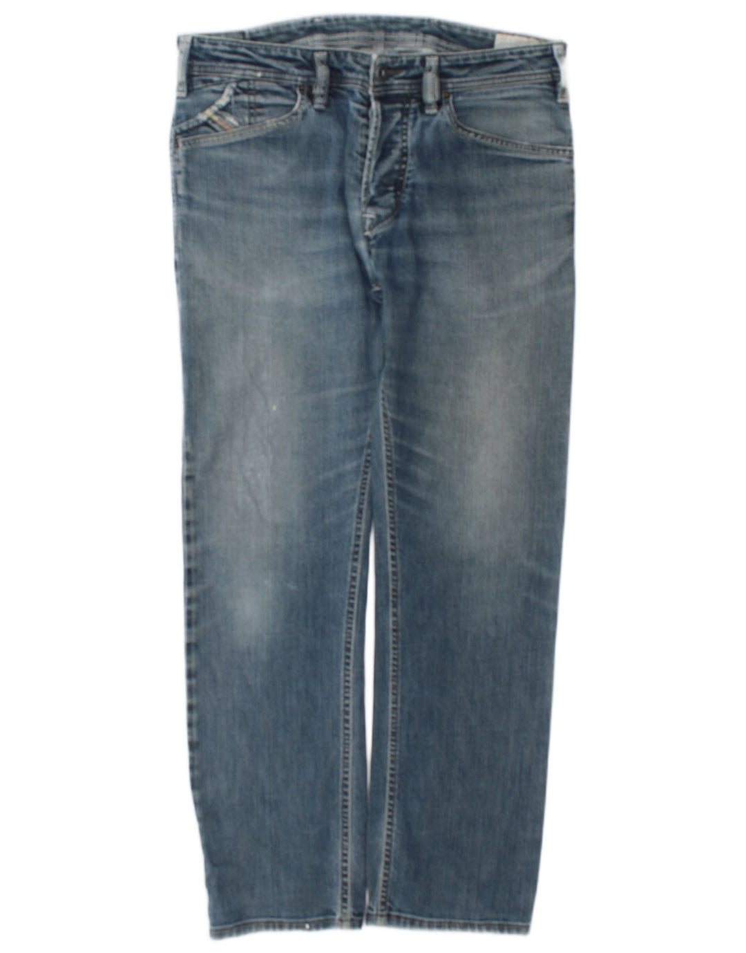 Diesel Mens Straight Jeans W32 L30 Blue Cotton