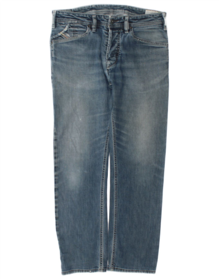 Diesel Mens Straight Jeans W32 L30 Blue Cotton