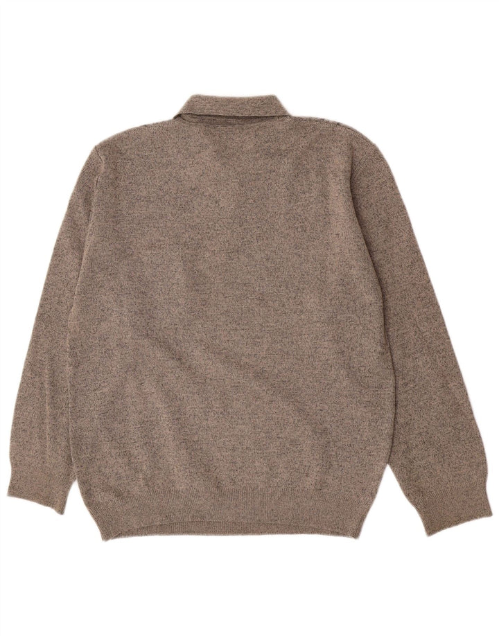 Rodes Mens Polo Neck Jumper Sweater Large Grey Argyle/Diamond Wool