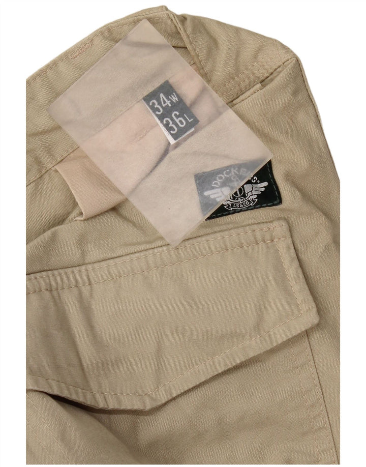 Dockers Mens Straight Trousers W34 L31 Beige Cotton