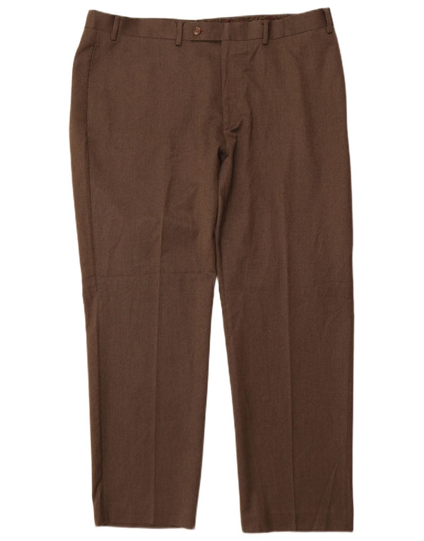 Ralph Lauren Mens Slim Suit Trousers W40 L30 Brown Polyester
