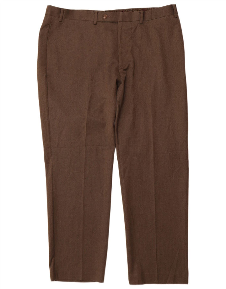 Ralph Lauren Mens Slim Suit Trousers W40 L30 Brown Polyester