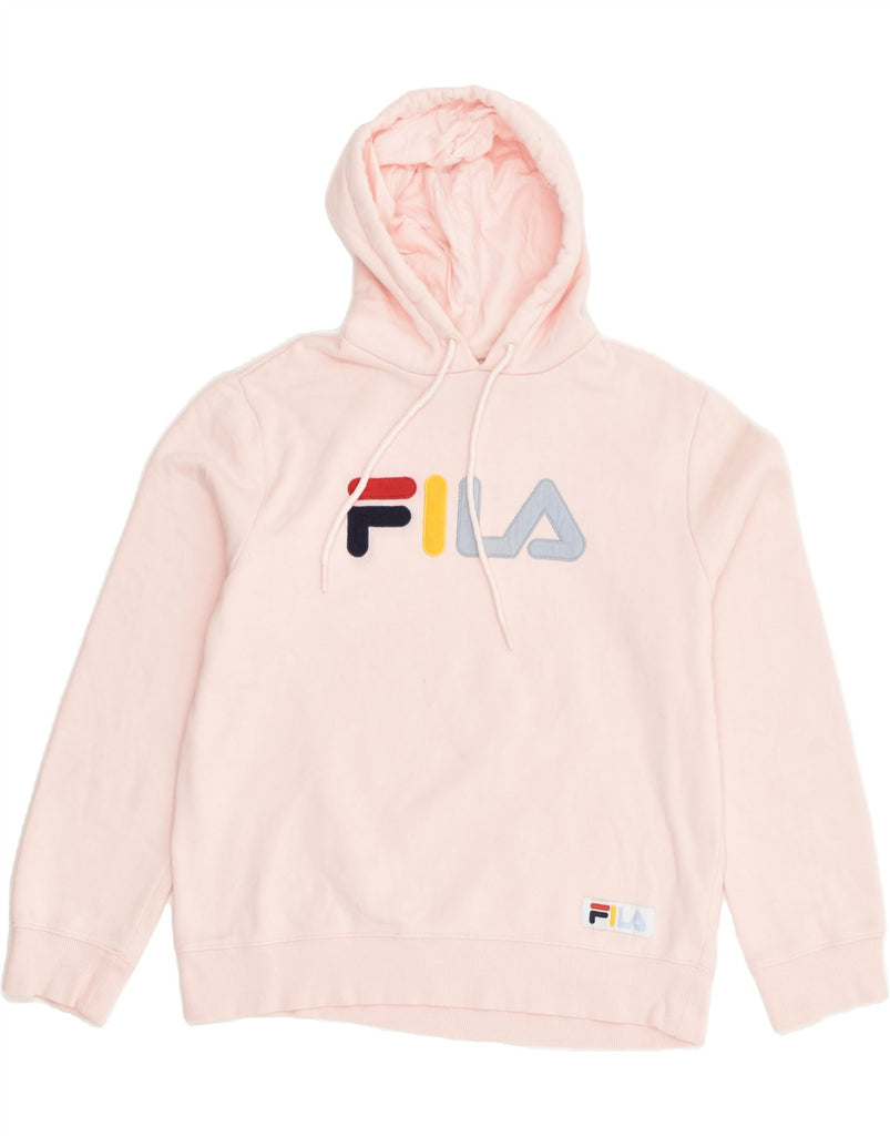 FILA Womens Graphic Hoodie Jumper UK 12 Medium Pink Cotton | Vintage Fila | Thrift | Second-Hand Fila | Used Clothing | Messina Hembry 