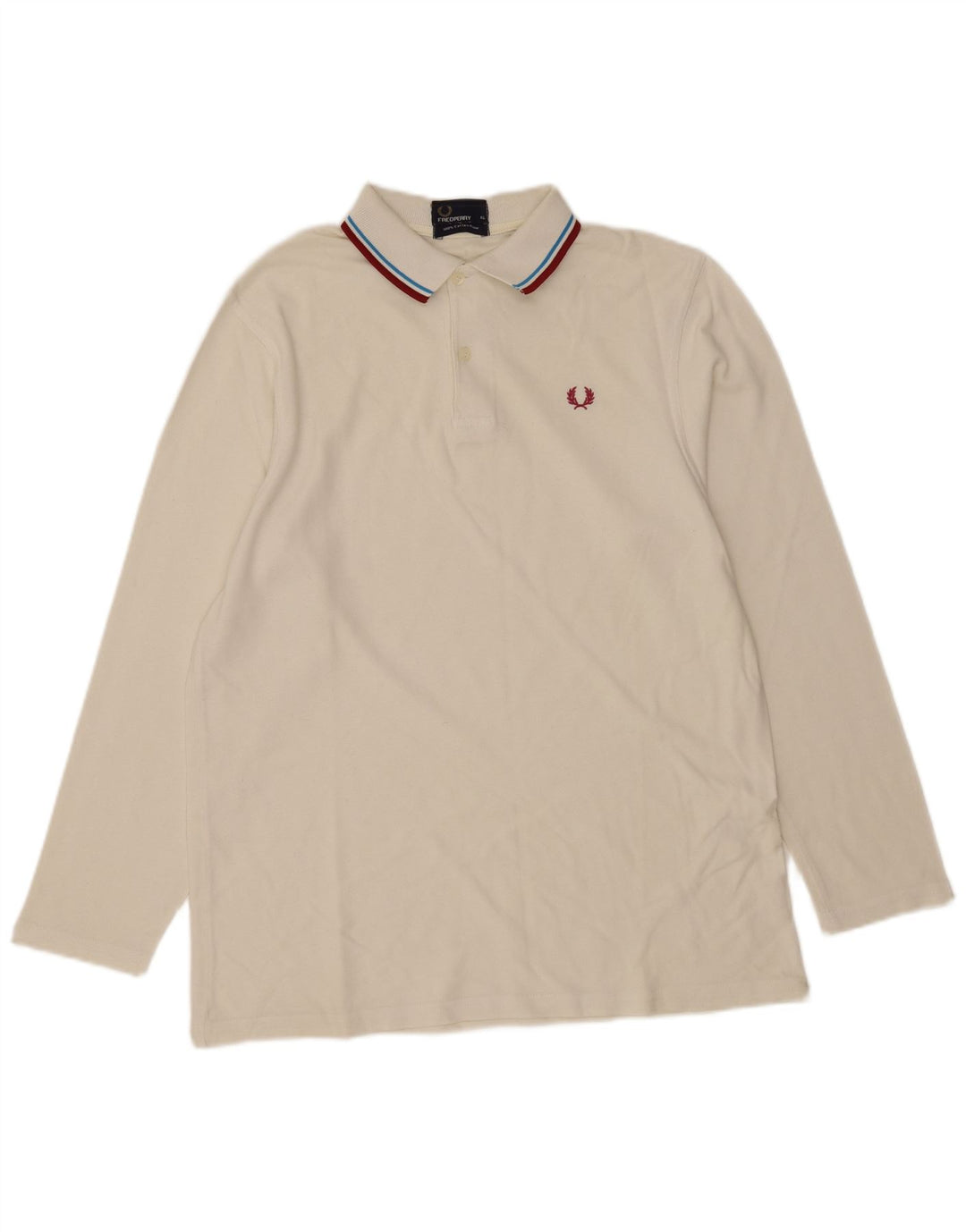Fred Perry Mens Long Sleeve Polo Shirt XL White Cotton