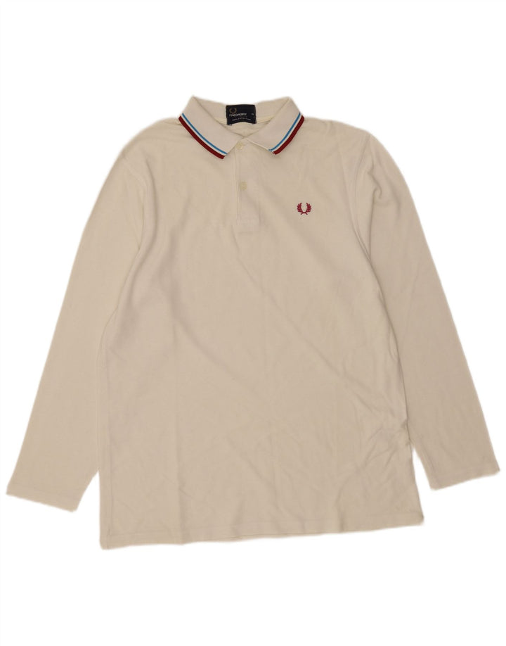 Fred Perry Mens Long Sleeve Polo Shirt XL White Cotton