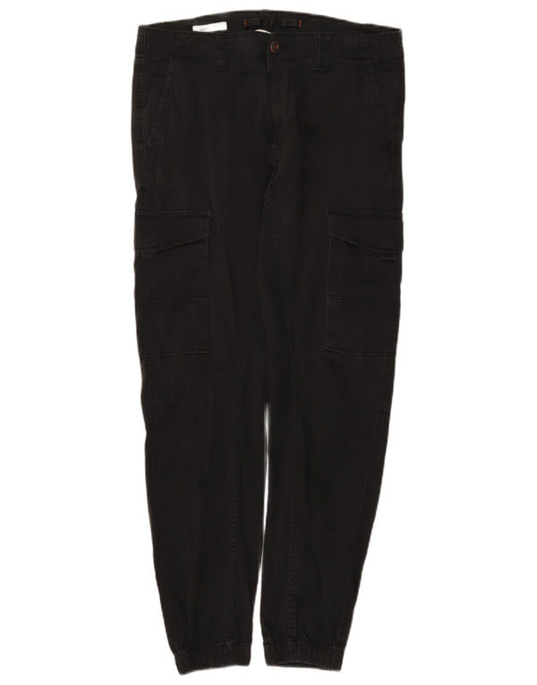 Jack & Jones Mens Paul Tapered Joggers Cargo Trousers W32 L29 Black Cotton