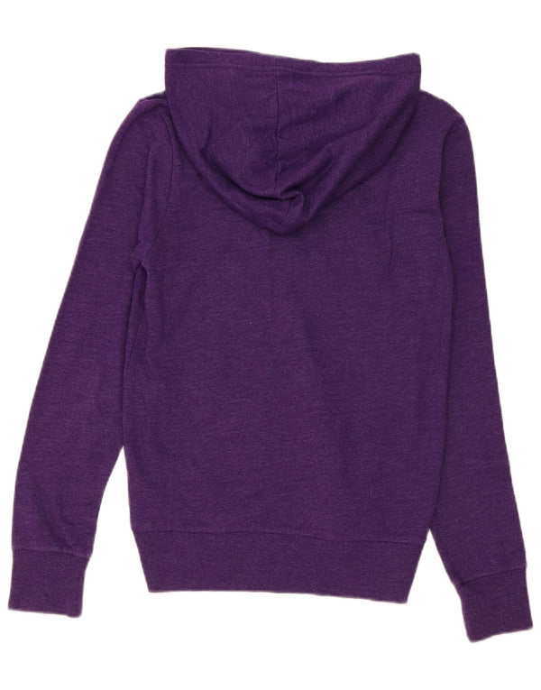 Hurley Womens Graphic Zip Hoodie Sweater UK 14 Large Purple Flecked Cotton
