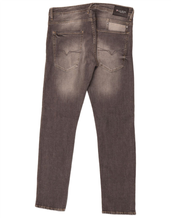 Guess Mens Slim Jeans W33 L32 Grey Cotton