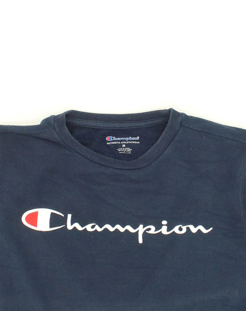 CHAMPION Boys Graphic Sweatshirt Jumper 10-11 Years Medium Navy Blue | Vintage Champion | Thrift | Second-Hand Champion | Used Clothing | Messina Hembry 