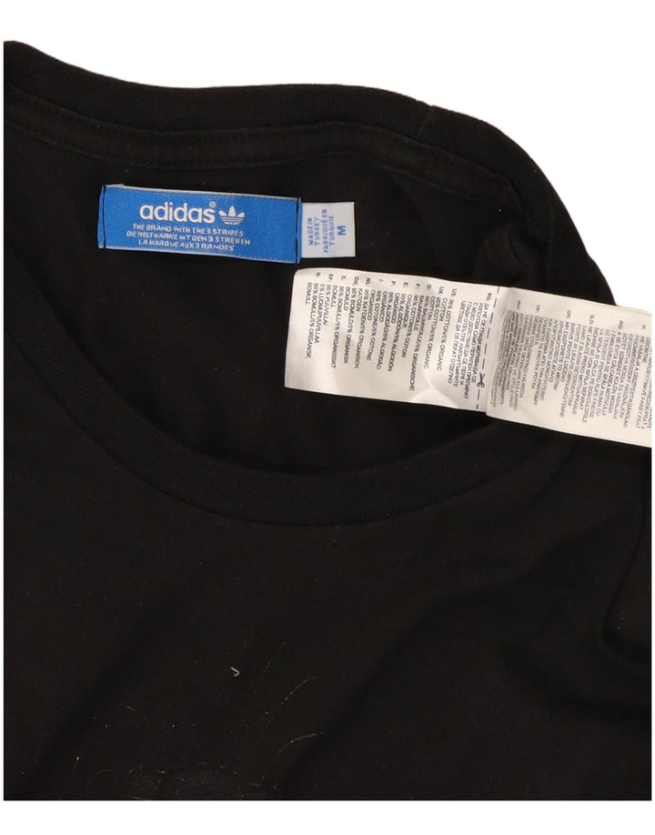 ADIDAS Mens Graphic T-Shirt Top Medium Black Cotton