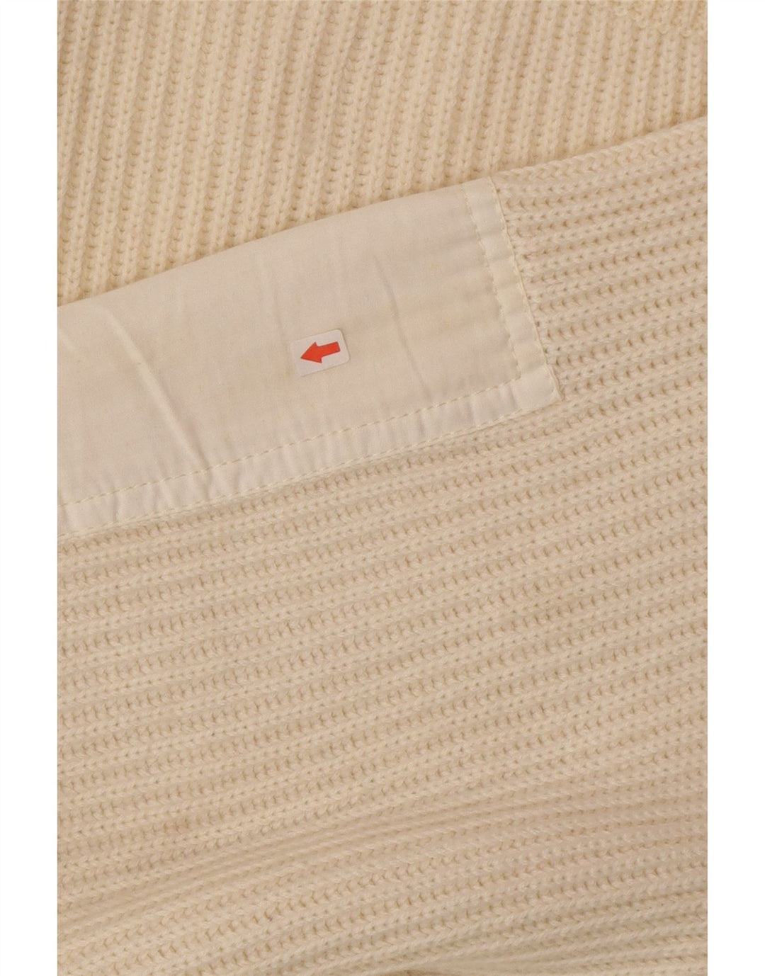 Vintage Mens Crew Neck Jumper Sweater Large Beige Colourblock Wool
