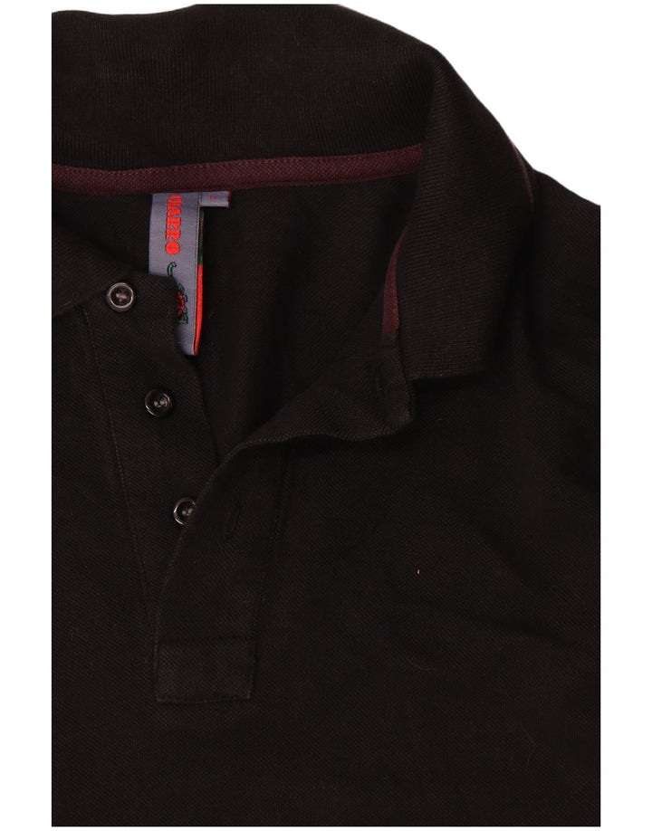 Charro Mens Long Sleeve Polo Shirt Large Black Cotton
