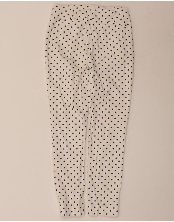 Zara Womens Skinny Chino Trousers XS W24 L26 White Polka Dot