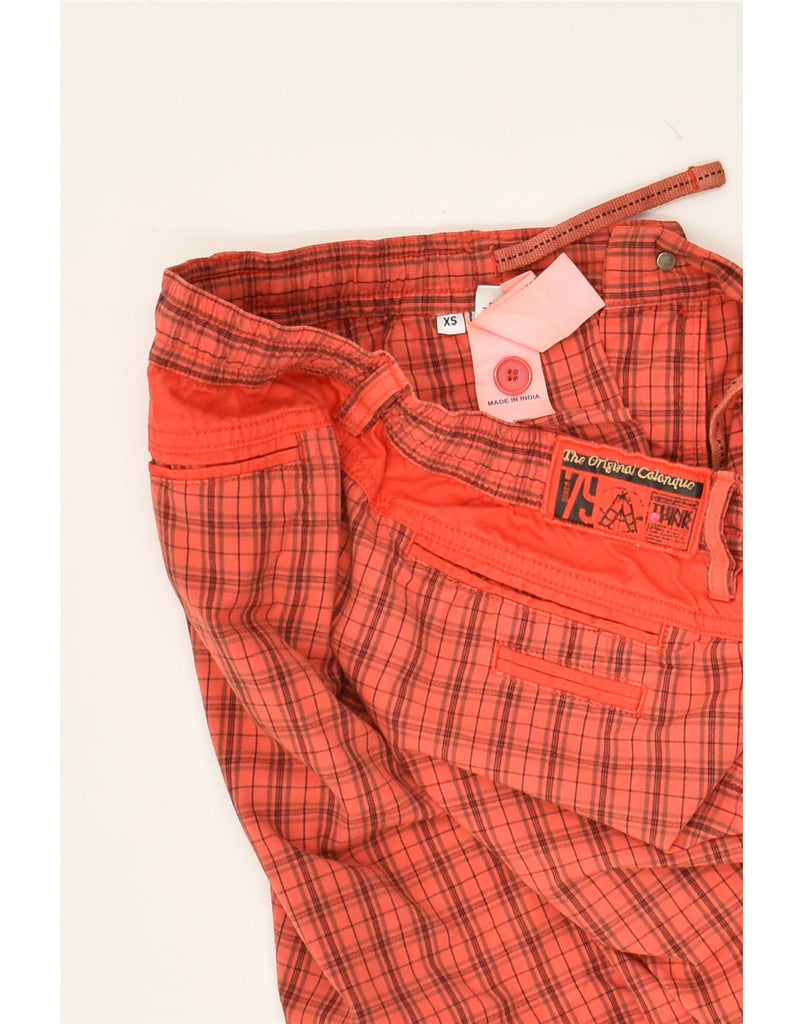 THINK PINK Mens Cargo Shorts XS W27 Orange Check Cotton | Vintage Think Pink | Thrift | Second-Hand Think Pink | Used Clothing | Messina Hembry 