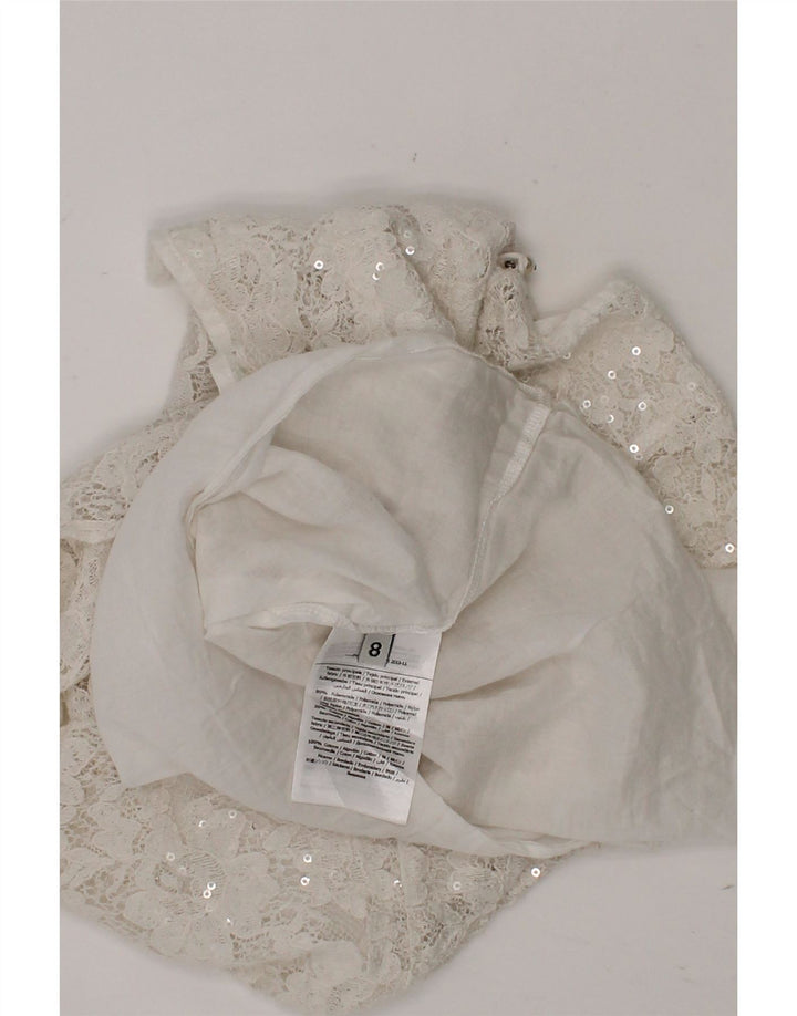 GAUDI Girls Blouse Top 7-8 Years White Floral Nylon Vintage Gaudi and Second-Hand Gaudi from Messina Hembry 