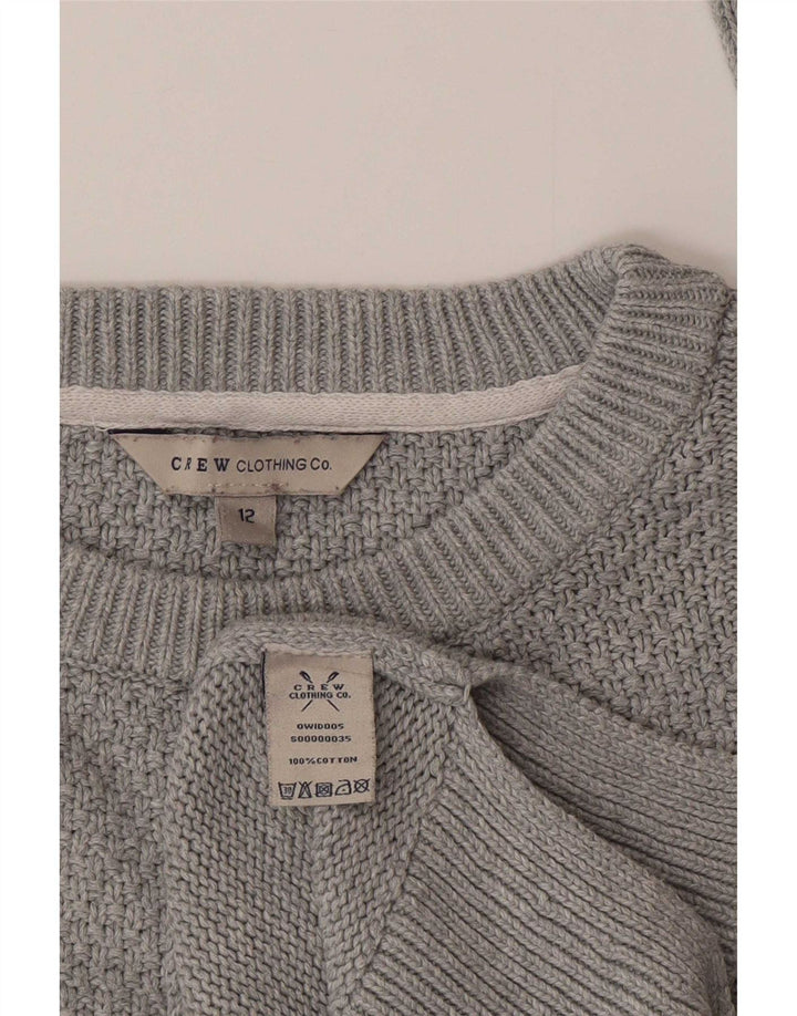 Crew Clothing Womens Neck Jumper Sweater UK 12 Medium Grey Cotton