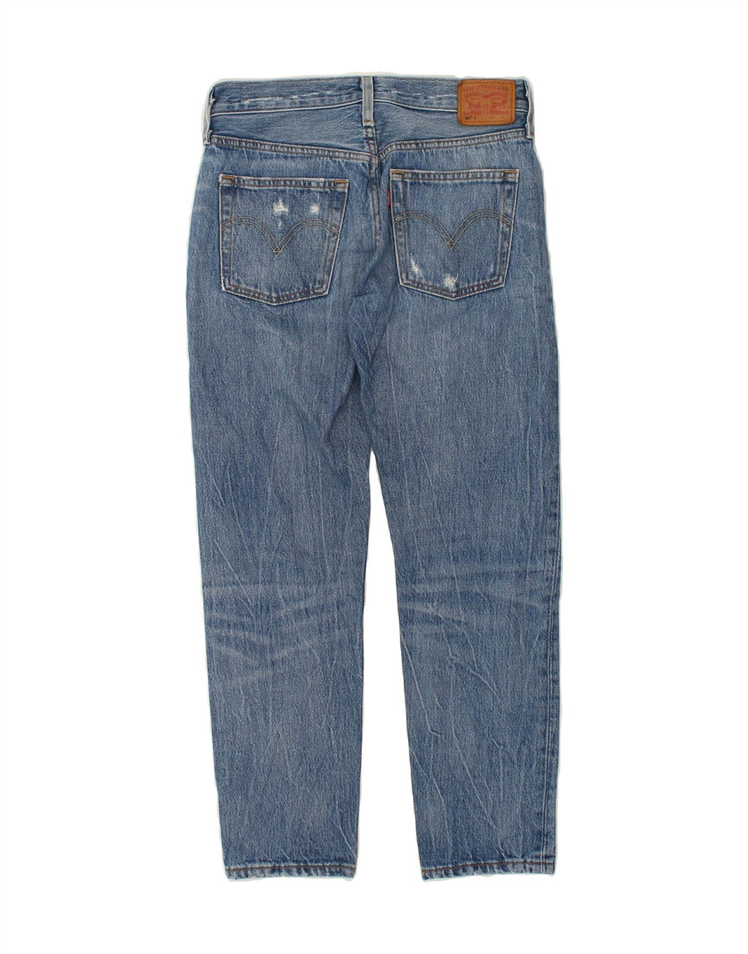 LEVI'S Mens 501 Distressed Tapered Jeans W28 L28 Blue Cotton Vintage Levi's and Second-Hand Levi's from Messina Hembry 