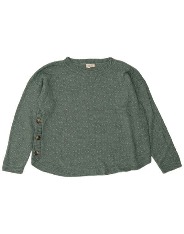 Fat Face Womens Boat Neck Jumper Sweater UK 14 Large Green Viscose