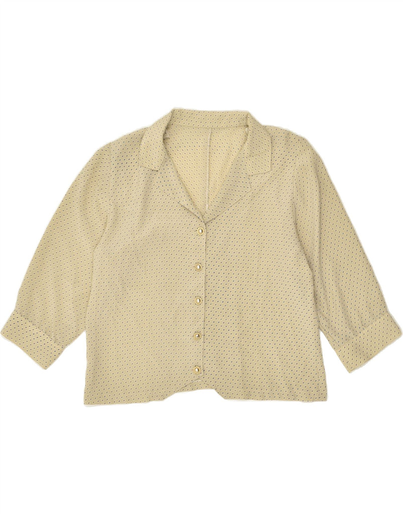 VINTAGE Womens 3/4 Sleeve Shirt Blouse UK 18 XL Beige Spotted | Vintage Vintage | Thrift | Second-Hand Vintage | Used Clothing | Messina Hembry 