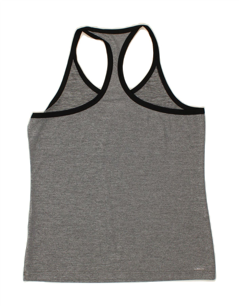 ADIDAS Womens Climalite Graphic Vest Top UK 14 Medium Grey Flecked Vintage Adidas and Second-Hand Adidas from Messina Hembry 