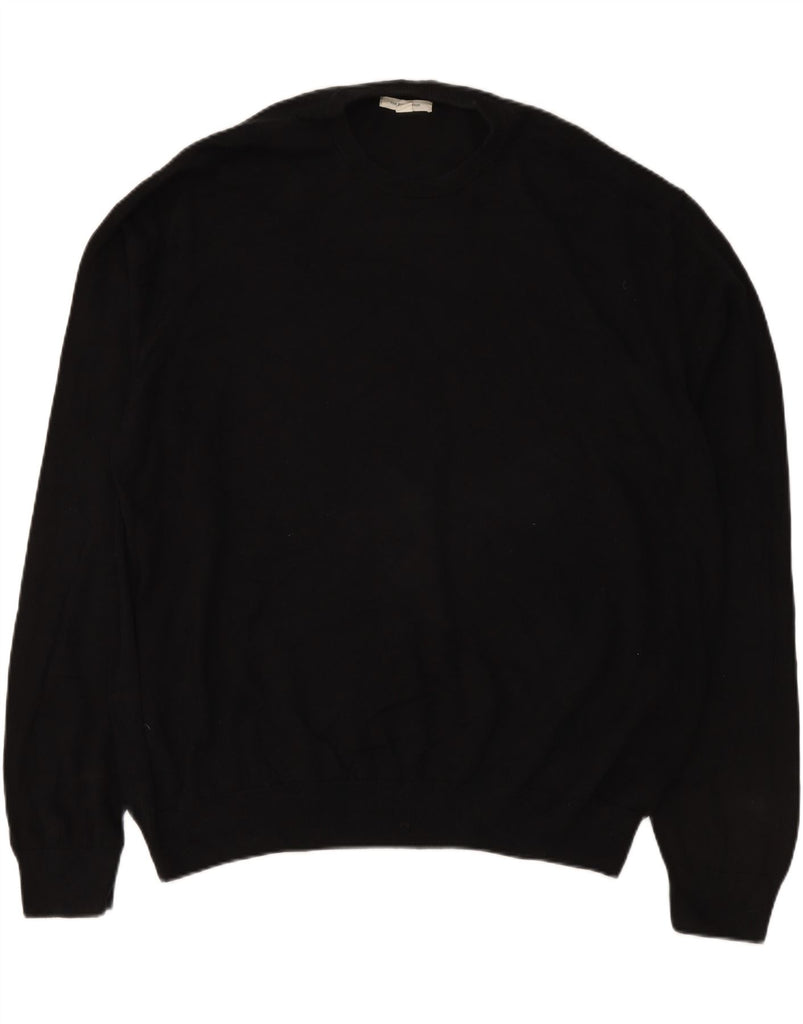 MARKS & SPENCER Mens Crew Neck Jumper Sweater 4XL Black Cotton Vintage Marks & Spencer and Second-Hand Marks & Spencer from Messina Hembry 