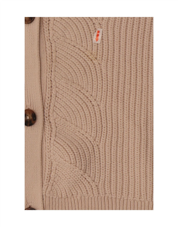 Marks & Spencer Womens Crop Sleeveless Cardigan Sweater UK 14 Medium Beige