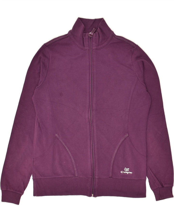 CHAMPION Womens Easy Fit Tracksuit Top Jacket UK 14 Medium Purple Cotton Vintage Champion and Second-Hand Champion from Messina Hembry 