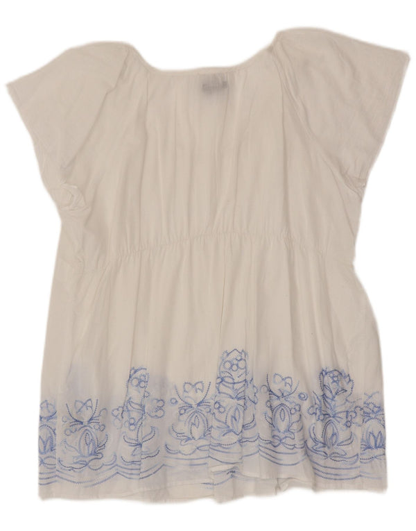 Calvin Klein Jeans Womens Blouse Top UK 18 XL White Floral Cotton