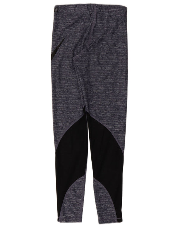 Nike Womens Dri Fit Graphic Leggings UK 8 Small Navy Blue Colourblock