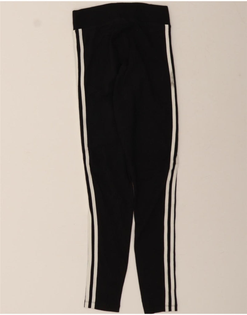 ADIDAS Womens Leggings UK 2 2XS Black Striped Cotton Vintage Adidas and Second-Hand Adidas from Messina Hembry 