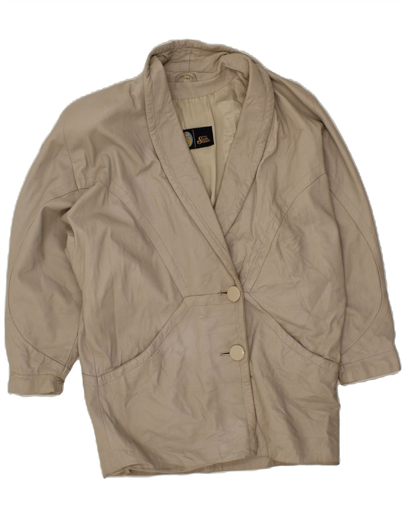 YOUR SIXTH SENSE Womens Leather Coat EU 40 Medium Grey Leather Vintage Your Sixth Sense and Second-Hand Your Sixth Sense from Messina Hembry 