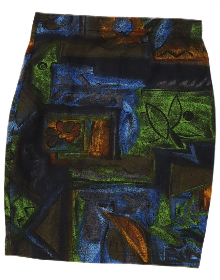 Vintage Womens Pencil Skirt W28 Medium Multicoloured Floral Polyester