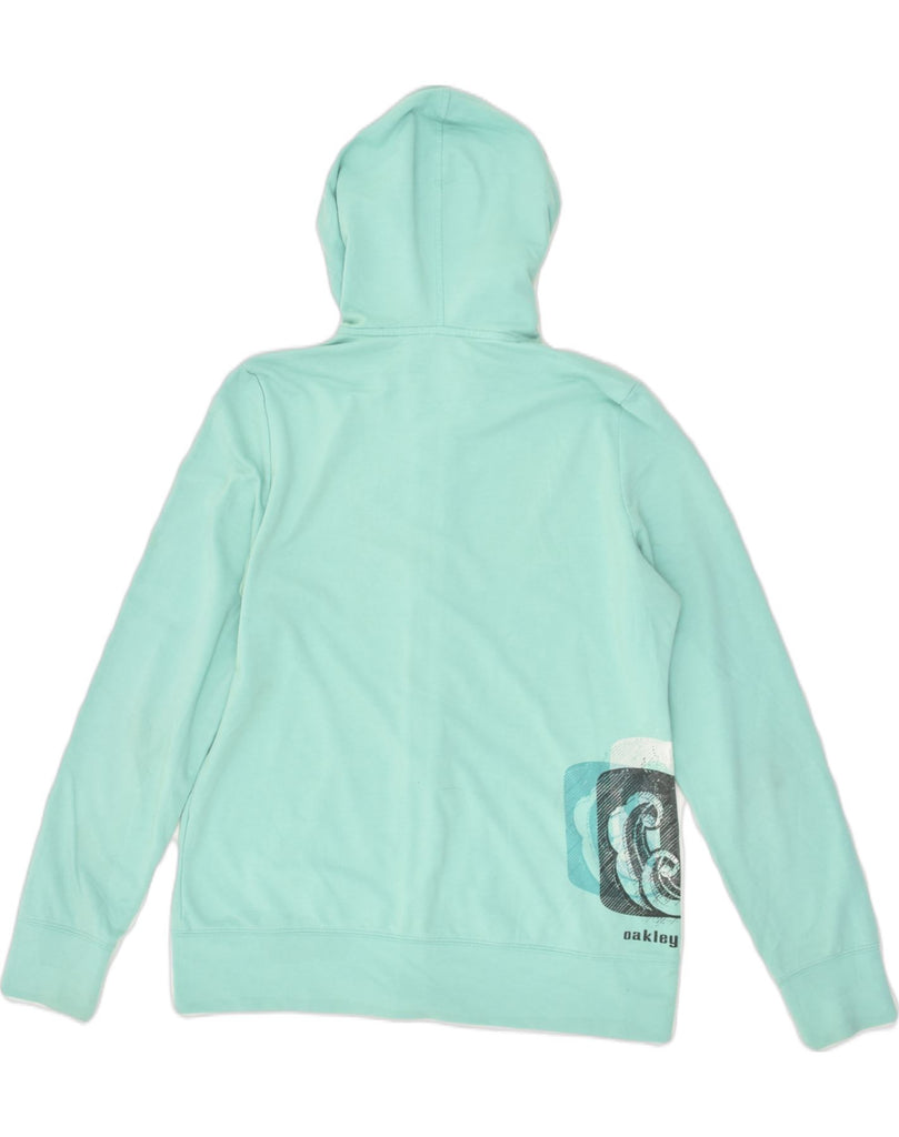 OAKLEY Womens Graphic Zip Hoodie Sweater UK 12 Medium Turquoise Cotton | Vintage Oakley | Thrift | Second-Hand Oakley | Used Clothing | Messina Hembry 