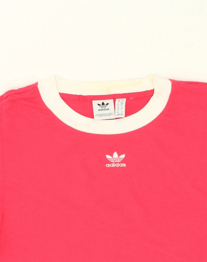 ADIDAS Womens Crop Top UK 10 Small Pink Cotton | Vintage Adidas | Thrift | Second-Hand Adidas | Used Clothing | Messina Hembry 