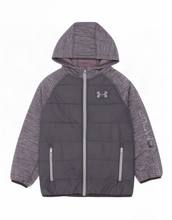 Under Armour Boys Hooded Tracksuit Top Jacket 7-8 Years Small Black