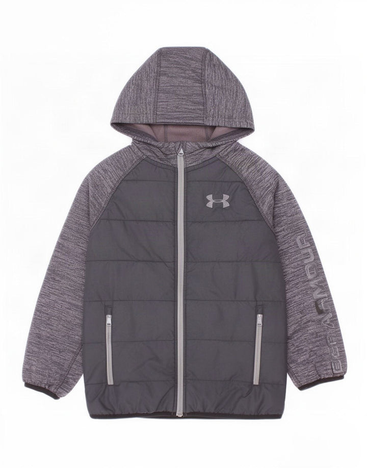 Under Armour Boys Hooded Tracksuit Top Jacket 7-8 Years Small Black