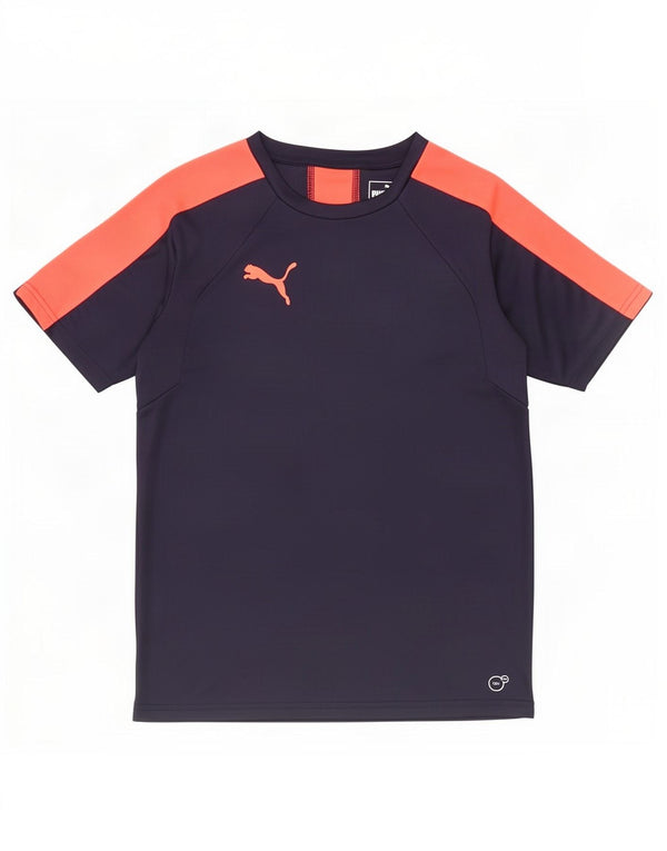 Puma Boys T-Shirt Top 13-14 Years Navy Blue Colourblock Polyester