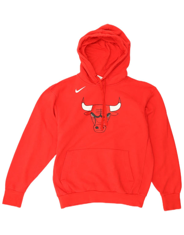 NIKE Womens Chicago Bulls Oversized Graphic Hoodie Jumper UK 10 Small Red