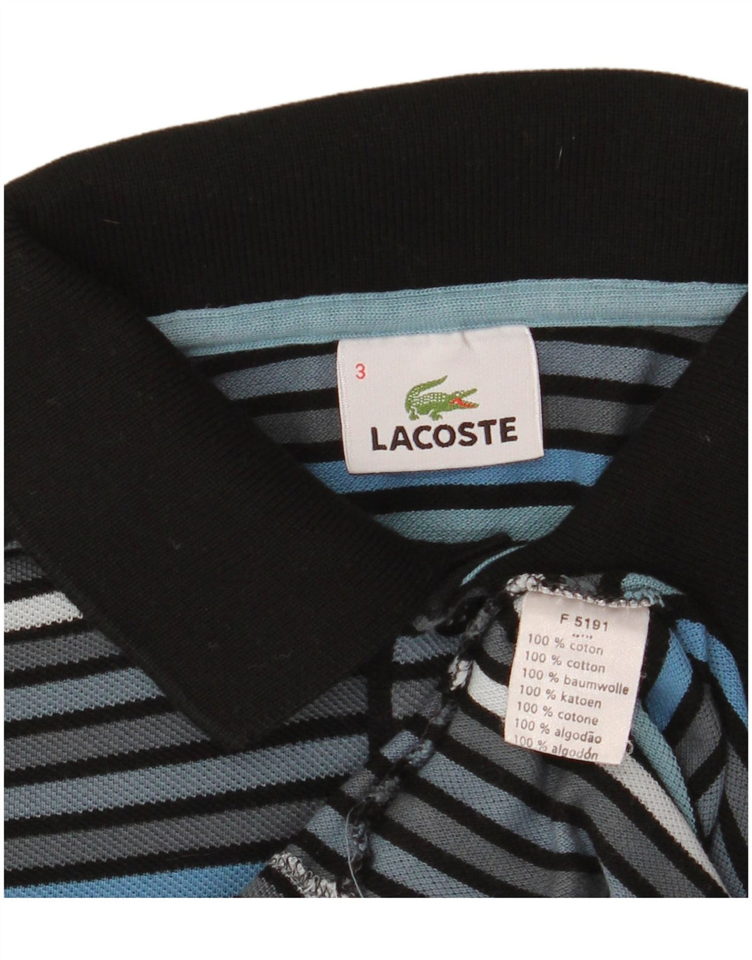 Lacoste Mens Polo Shirt Size 3 Small Grey Striped Cotton