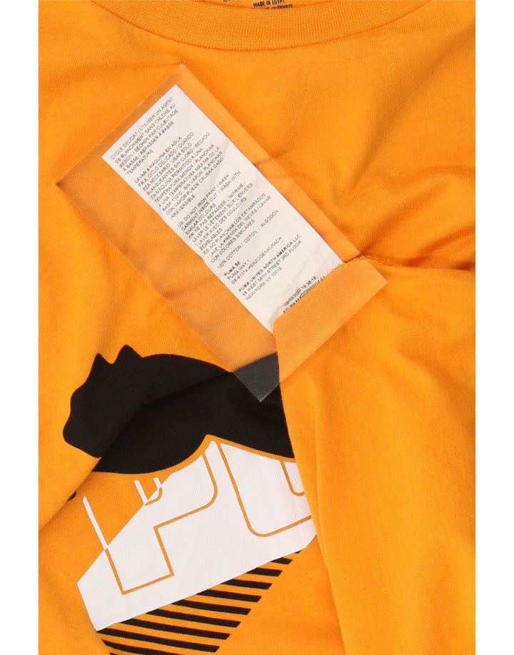 PUMA Boys Graphic T-Shirt Top 13-14 Years Orange Cotton