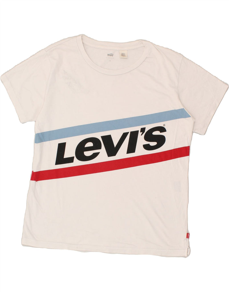 LEVI'S Womens Graphic T-Shirt Top UK 14 Medium White Cotton | Vintage Levi's | Thrift | Second-Hand Levi's | Used Clothing | Messina Hembry 